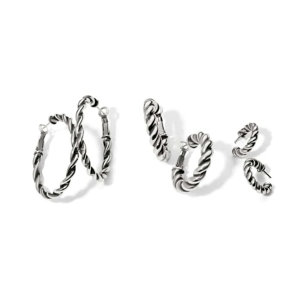 Brighton : Interlok Twist Oval Leverback Hoop Earrings in Silver - Image 3
