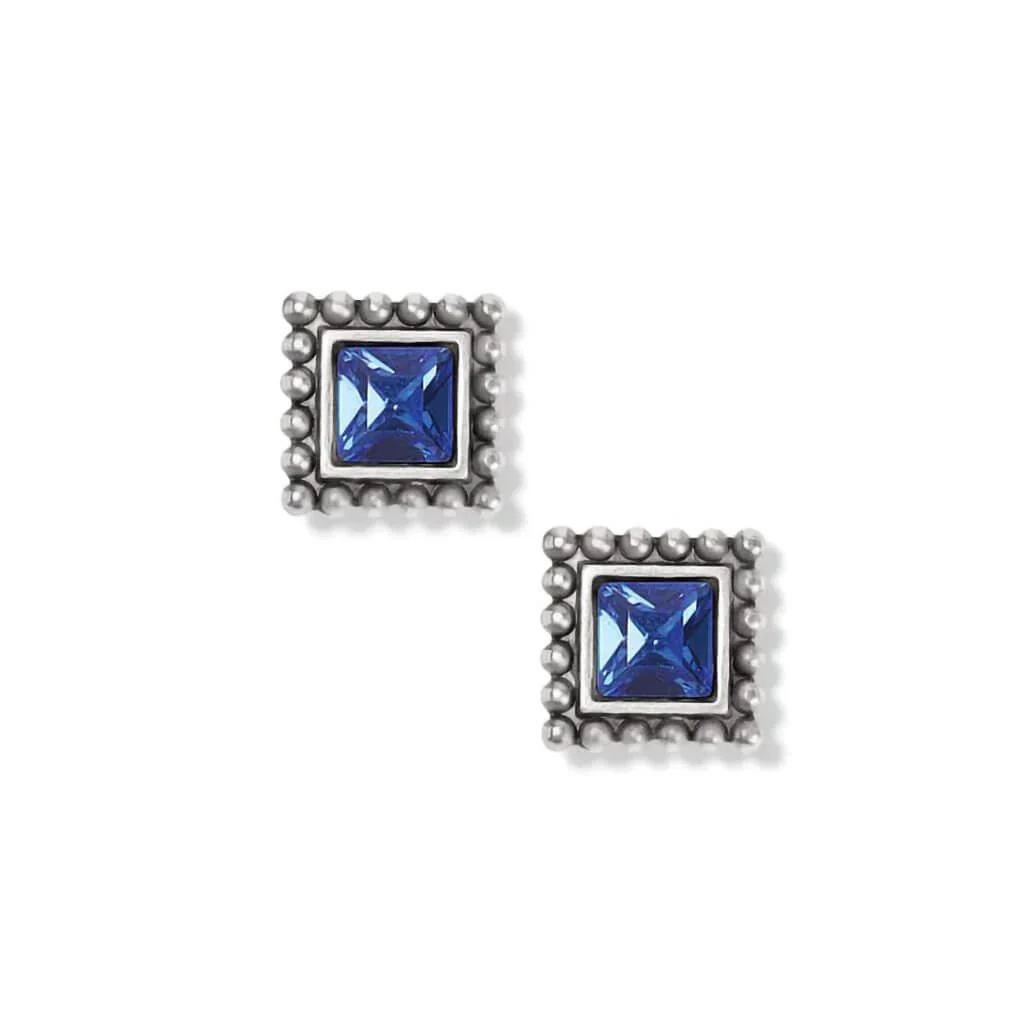 Brighton: Sparkle Square Mini Post Earrings in Silver Blue - Image 2