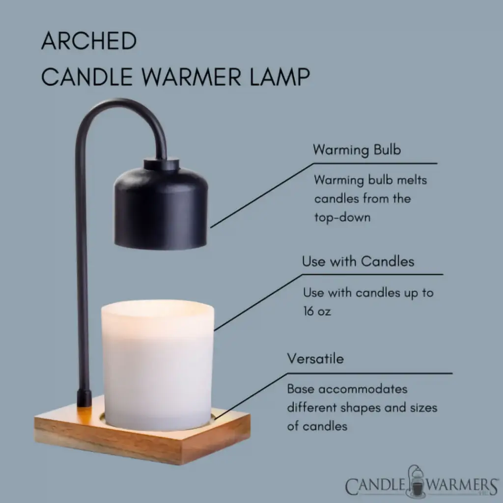 Candle Warmers : Black & Wood Arched Candle Warmer Lamp - Image 5