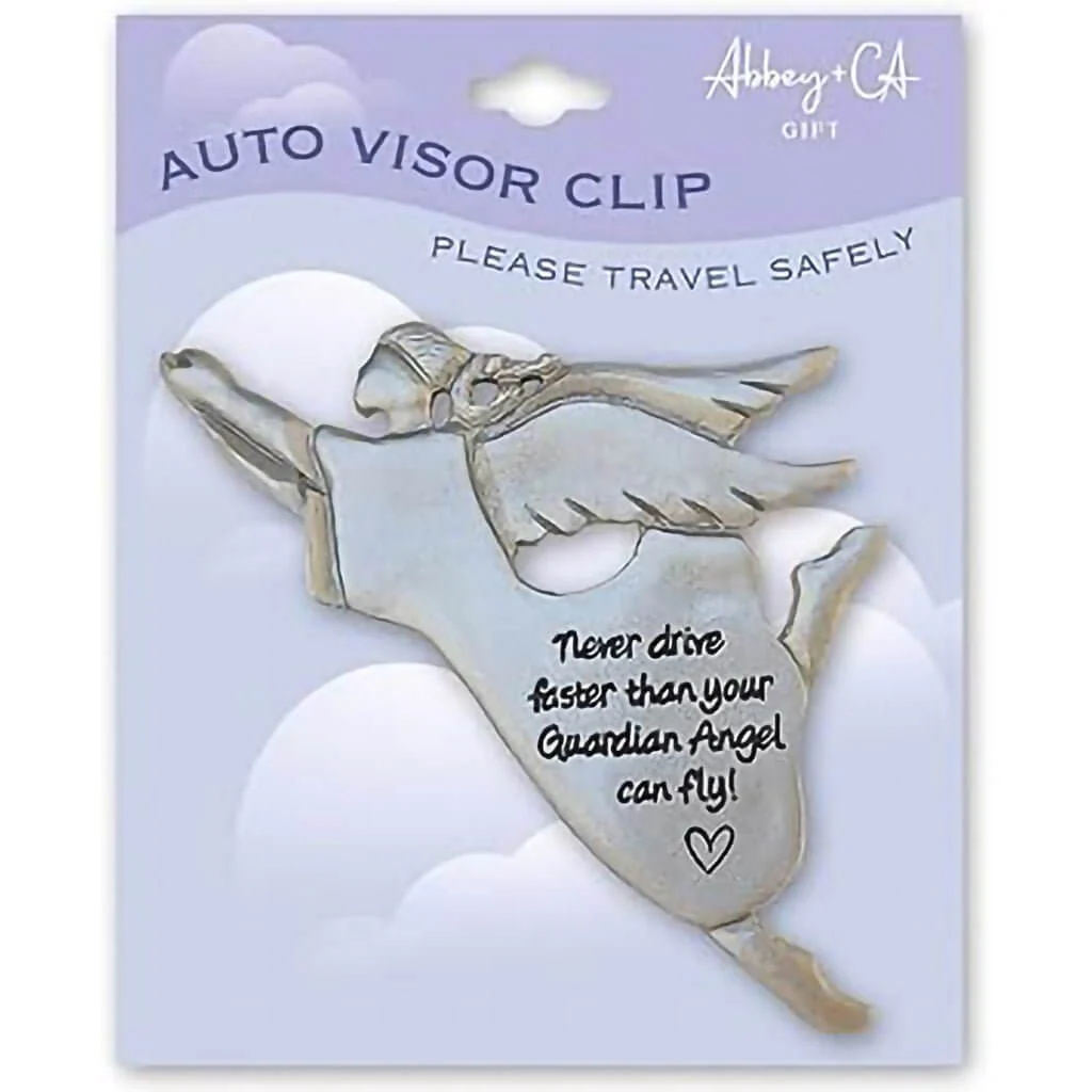 Cathedral Art :  Never Drive Faster Than Your Gradian Angel Visor Clip - Image 2
