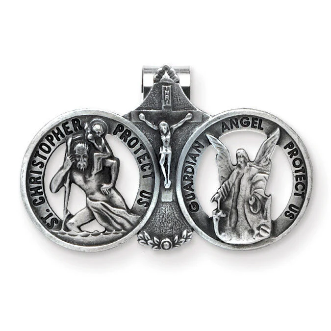 Cathedral Art : St. Christopher Visor Clip, Silver, One Size
