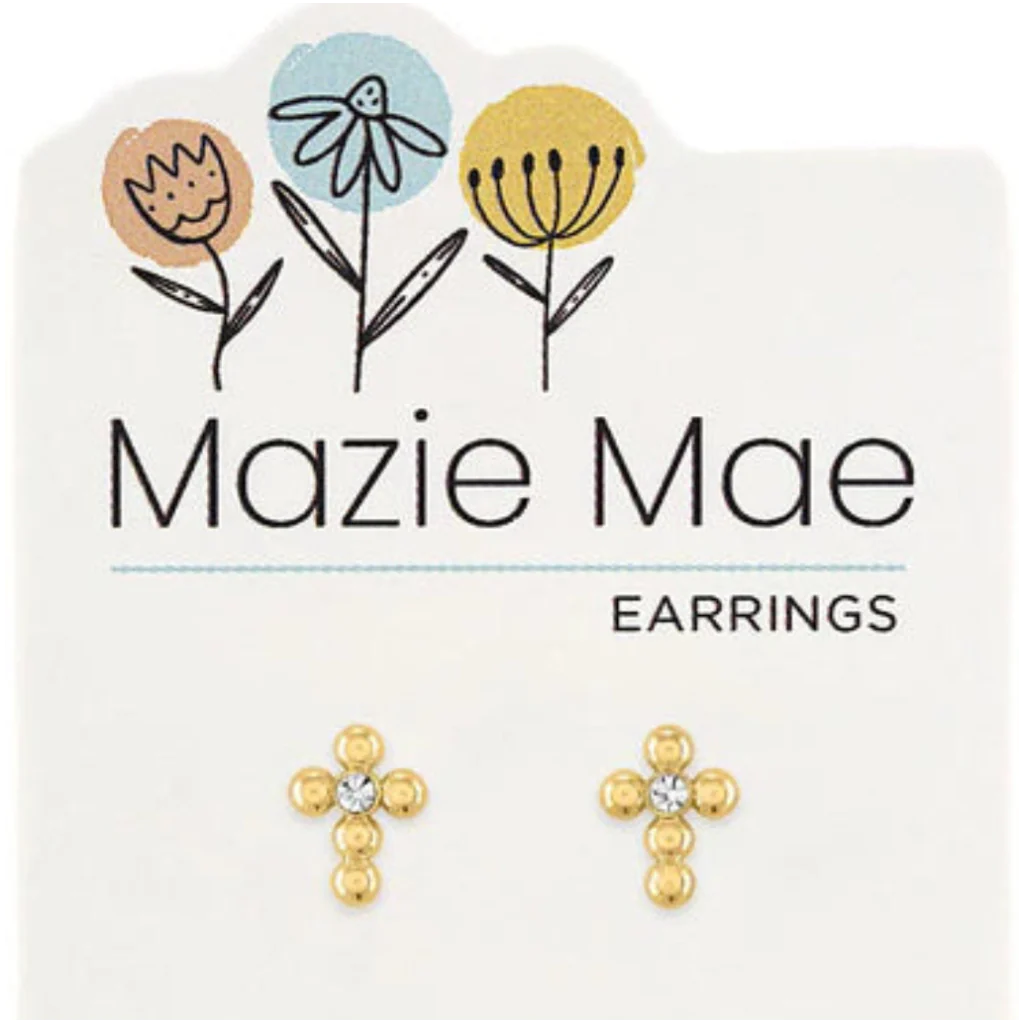 Center Court : Gold Bubble Cross Stud Mazie Mae Earring