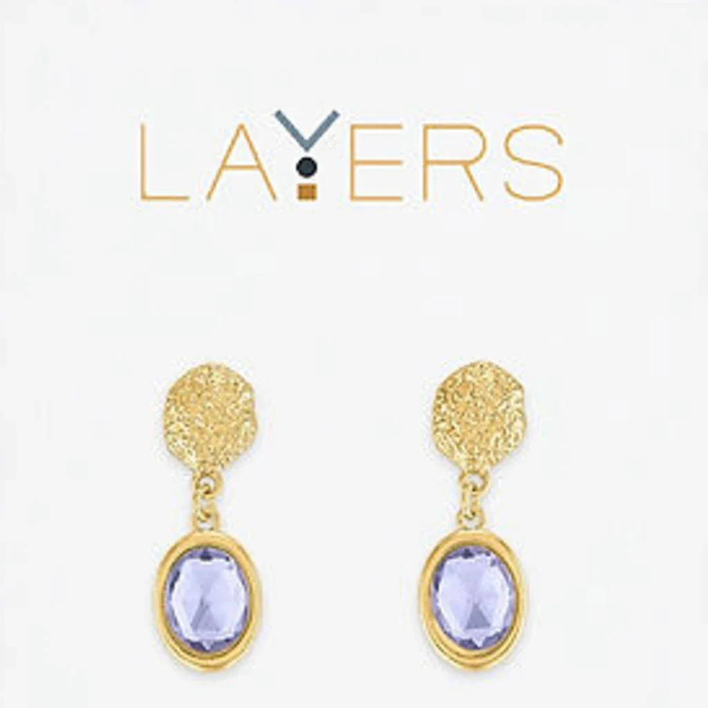 Layers  : Gold Hammered Drop Dangle Layers Earrings