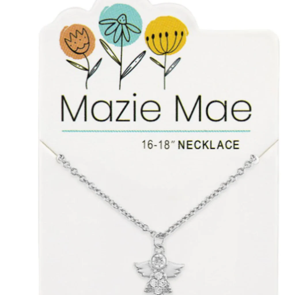 Center Court : Silver CZ Angel Mazie Mae Necklace