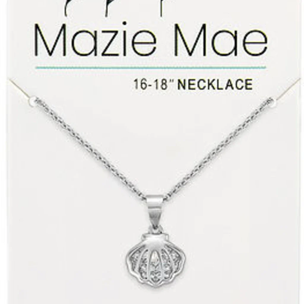 Center Court : Silver CZ Shell Mazie Mae Necklace