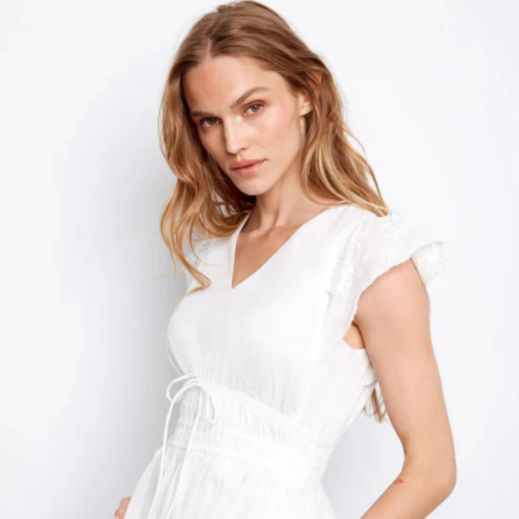 Charlie B : Embroidered V-Neck Midi Dress White - Image 2