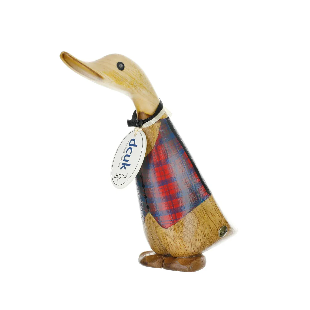 DCUK: Wooden Tartan Waistcoat Ducklings – Hand-Carved Bamboo Root Figurines - Image 4