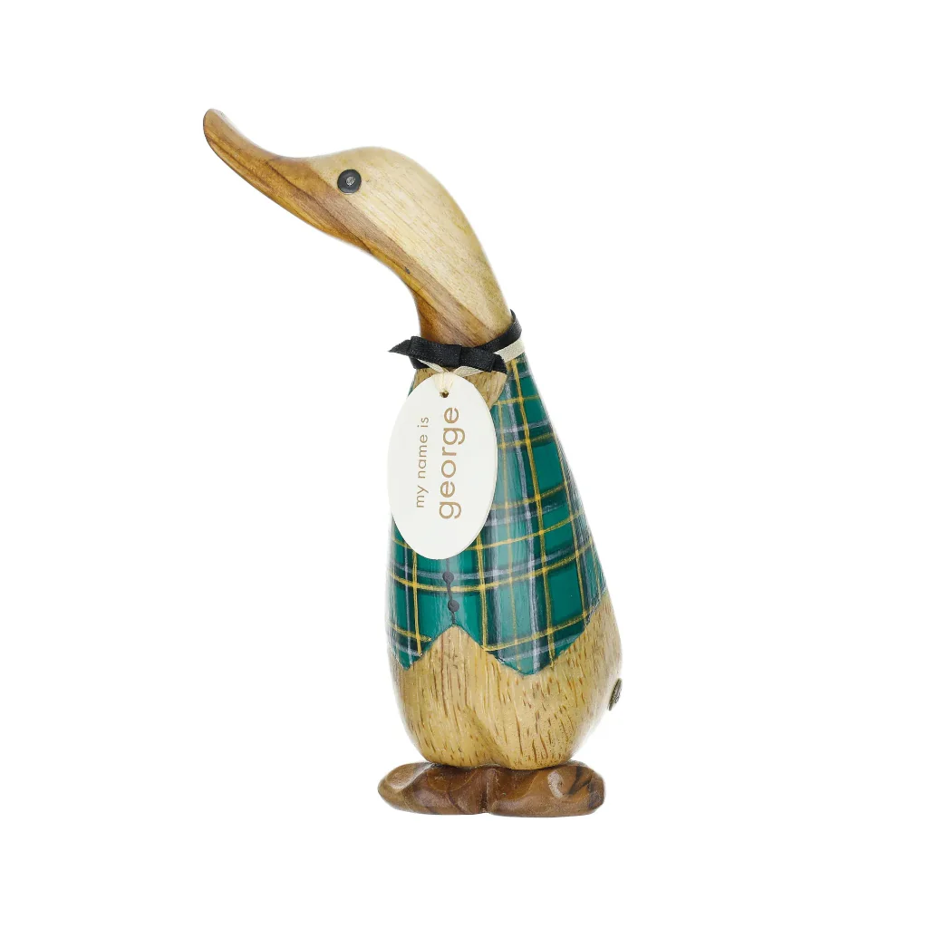 DCUK: Wooden Tartan Waistcoat Ducklings – Hand-Carved Bamboo Root Figurines - Image 5