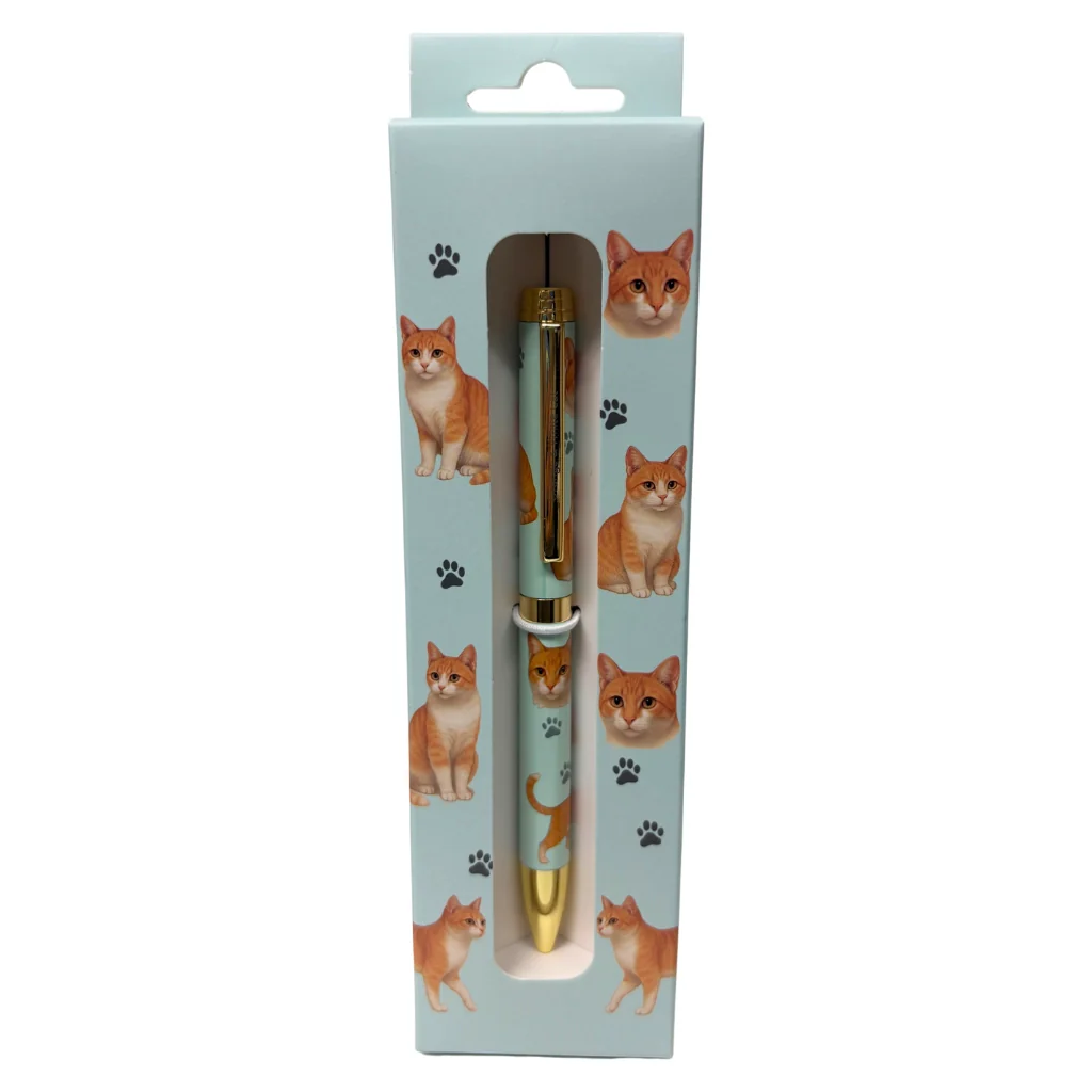E & S : Orange and White Cat Ball Point Pen