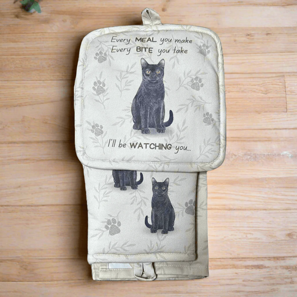 E & S Pets : Oven Mitt Set - Black Cat