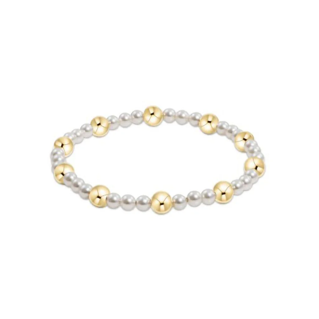 enewton design : Pearl Sincerity Pattern 4mm Bead Bracelet 6.25" - 6mm Gold
