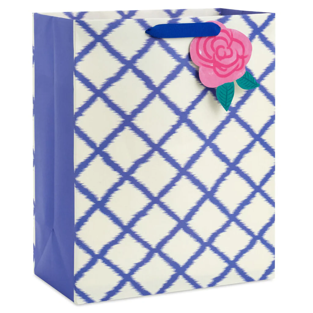 Hallmark : 13" Blue Trellis on White Large Gift Bag - Image 2