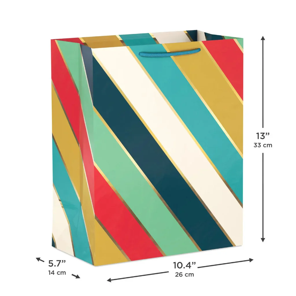 Hallmark : 13" Multicolor Diagonal Stripes Large Gift Bag - Image 3