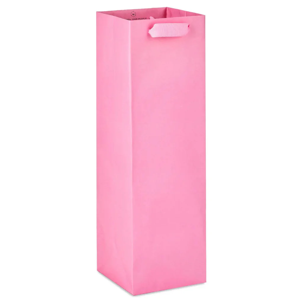Hallmark : 13" Solid Pink Wine Gift Bag