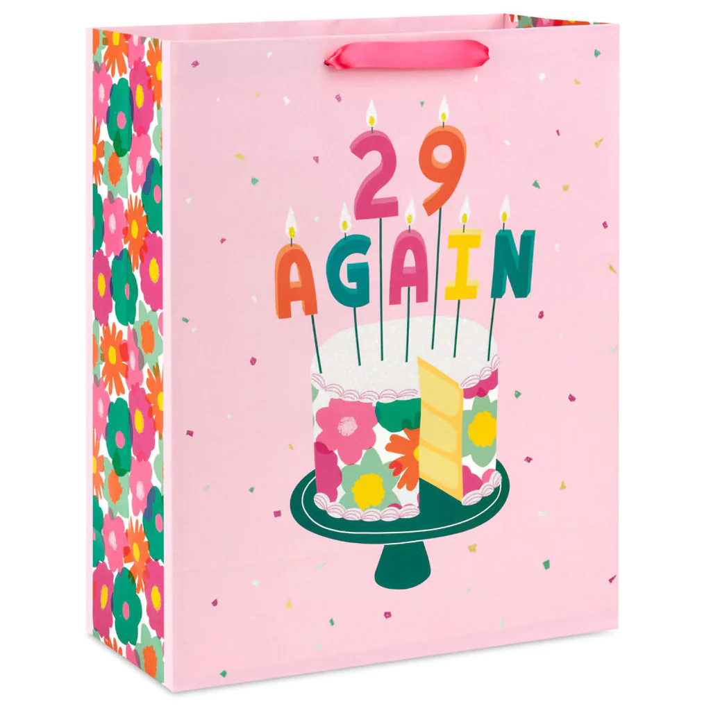 Hallmark : 15.5" 29 Again Cake and Candles Extra-Large Birthday Gift Bag - Image 2