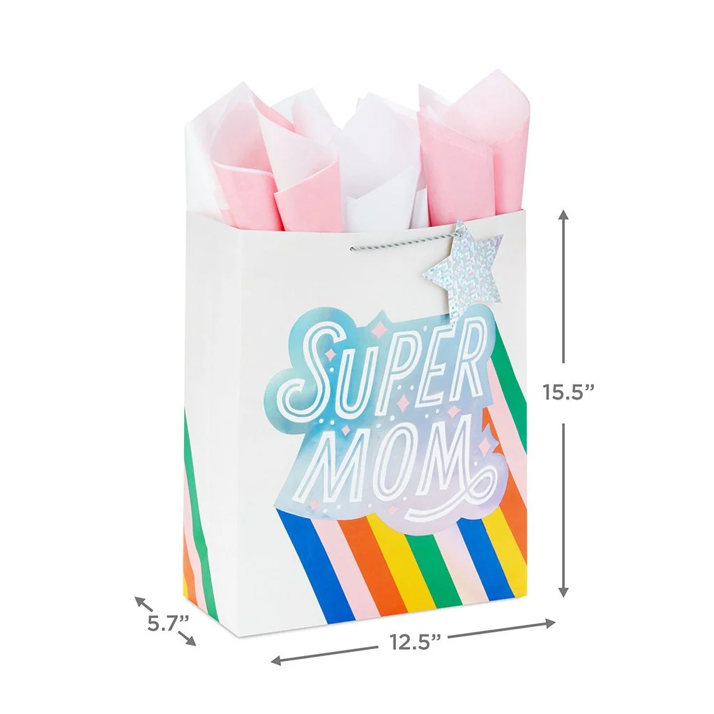 Hallmark : 15.5" Super Mom Extra-Large Gift Bag With Tissue Paper - Image 3