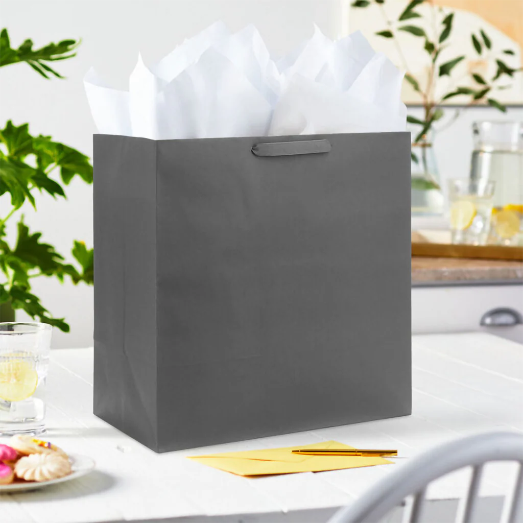Hallmark : 15" Gray Extra-Deep Gift Bag