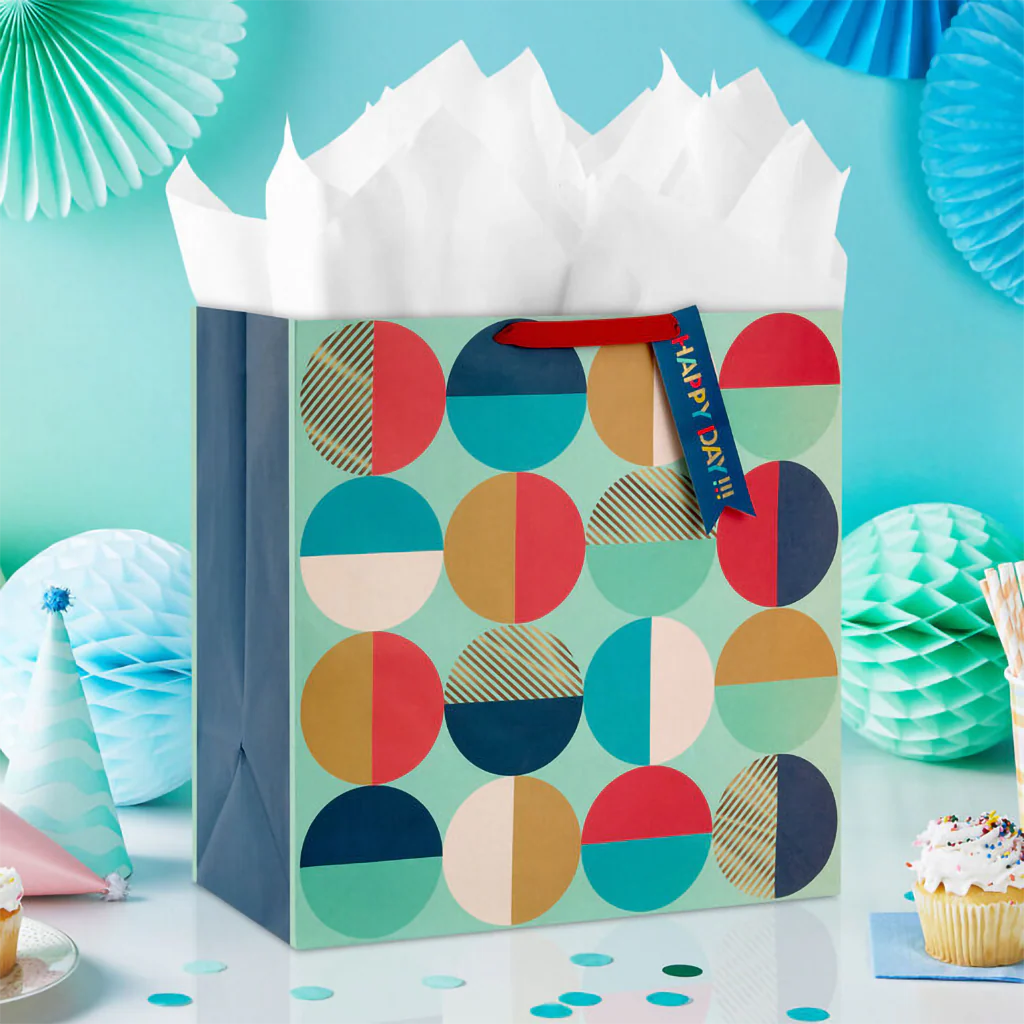 Hallmark : 15" Modern Semi-Circles Extra-Deep Gift Bag