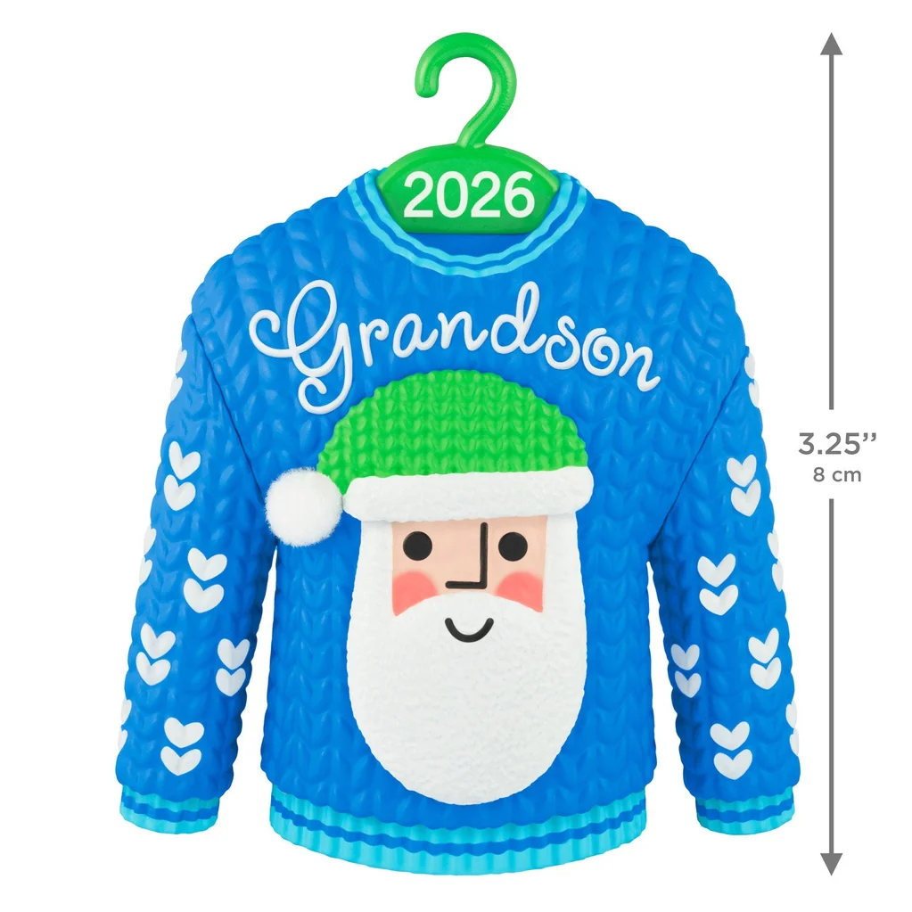 Hallmark : 2026 Keepsake Grandson Santa Sweater 2026 Ornament (135) - Image 4