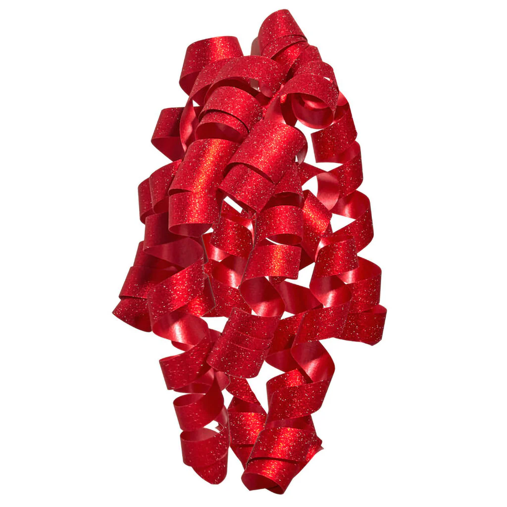 Hallmark : 6.5" Sparkling Red Curly Ribbon Gift Bow - Image 2