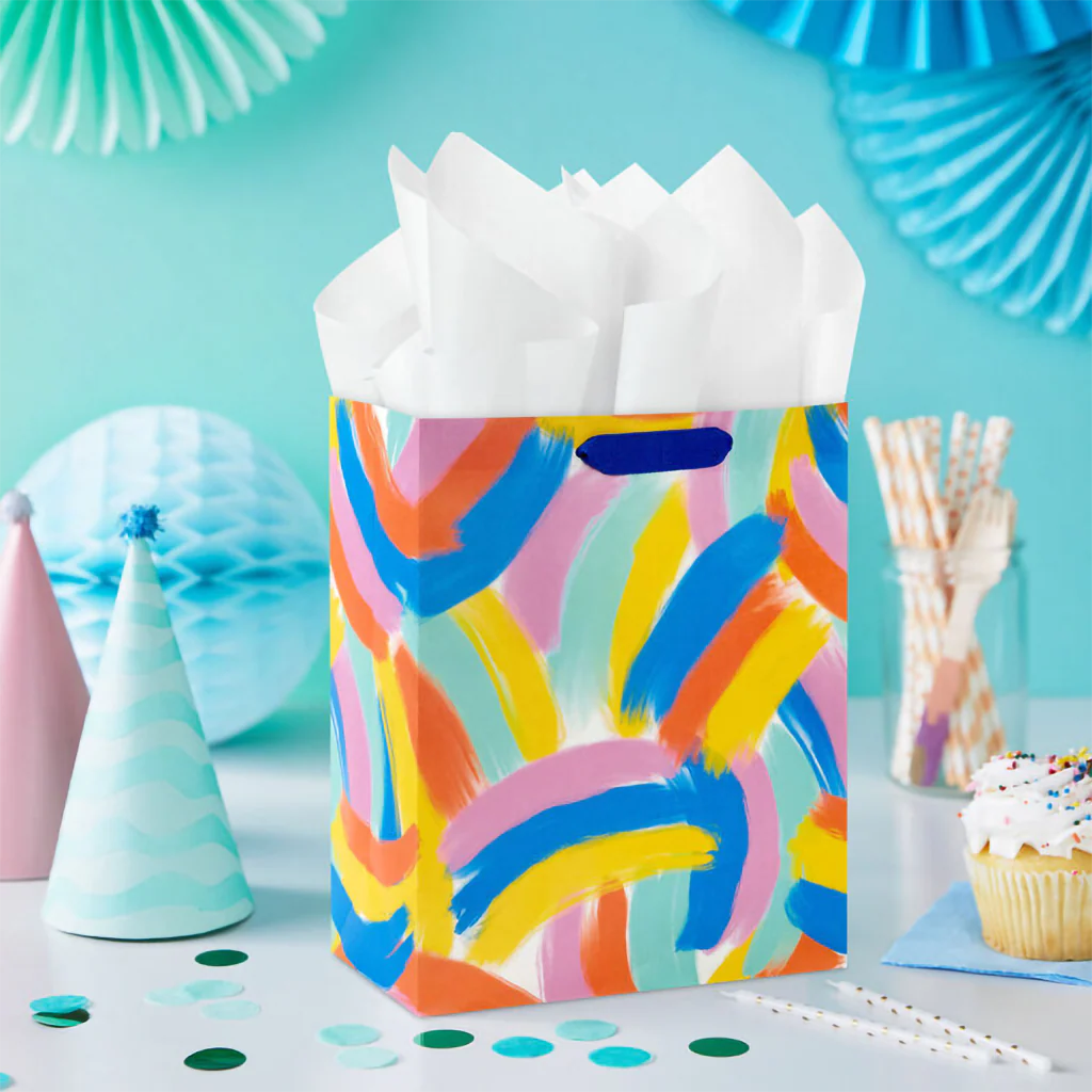 Hallmark : 9.6" Abstract Brushstroke Rainbows Medium Gift Bag