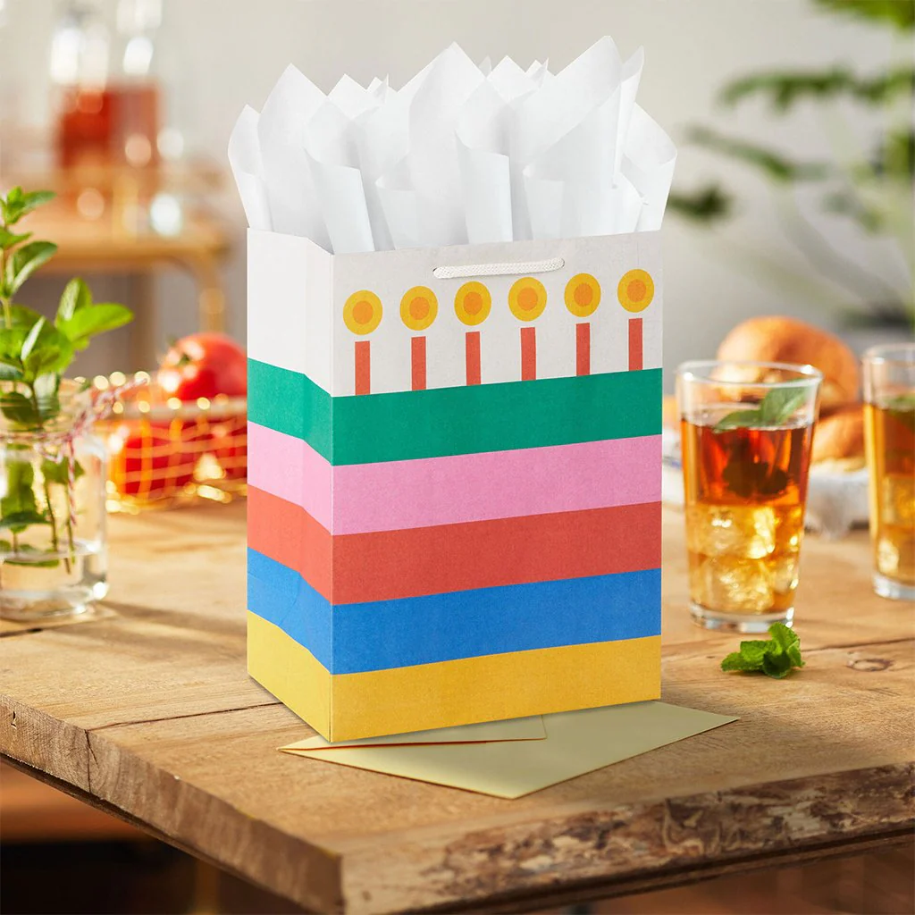 Hallmark : 9.6" Bold Striped Cake Medium Birthday Gift Bag - Image 2