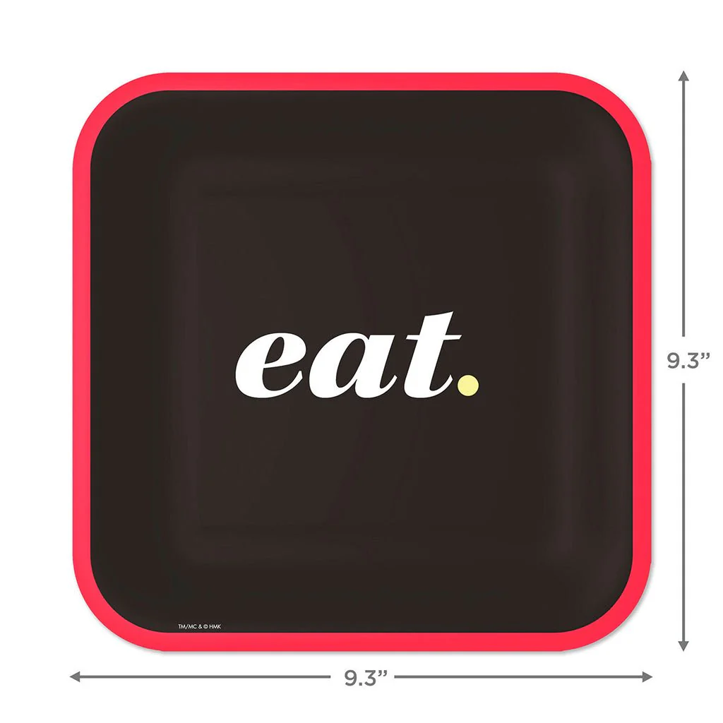 Hallmark : Black and Red "Eat" Square Dinner Plates, Set of 8 - Image 3
