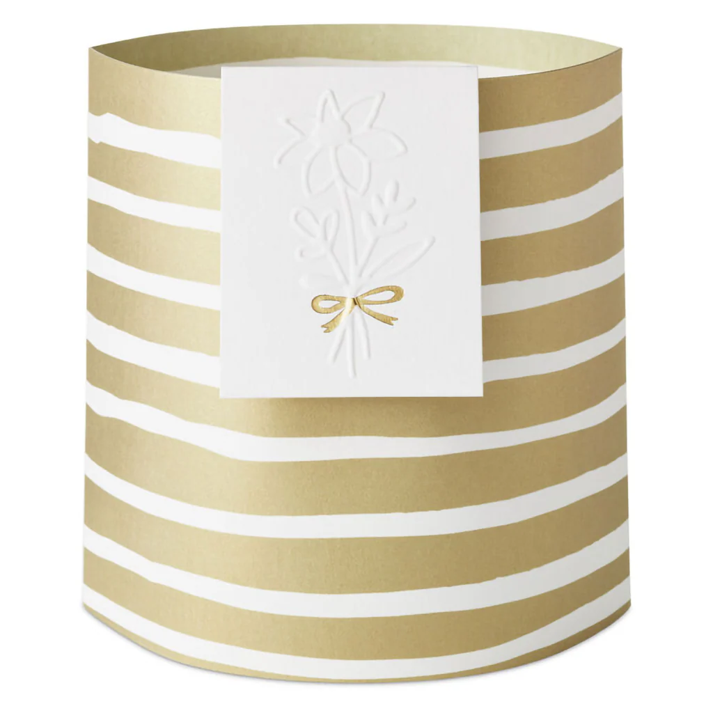 Hallmark : Build-a-Bouquet Gold Polka Dots Pop-Up Paper Vase With Mini Card - Image 3