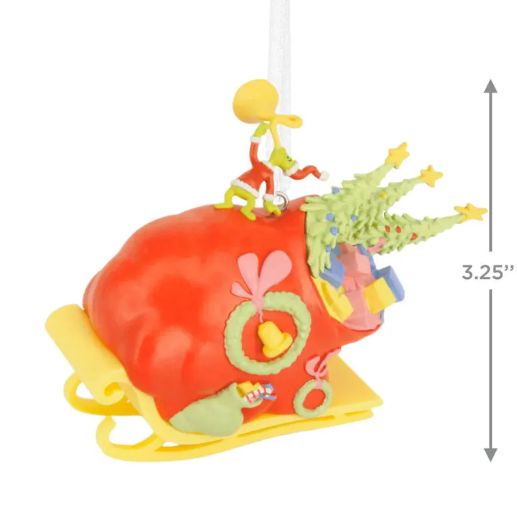 Hallmark :   Dr. Seuss's How the Grinch Stole Christmas!™ Grinch on Sleigh Ornament - Image 3