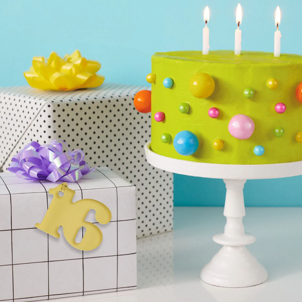 Hallmark : Gold "16" Die-Cut Gift Trim - Image 2