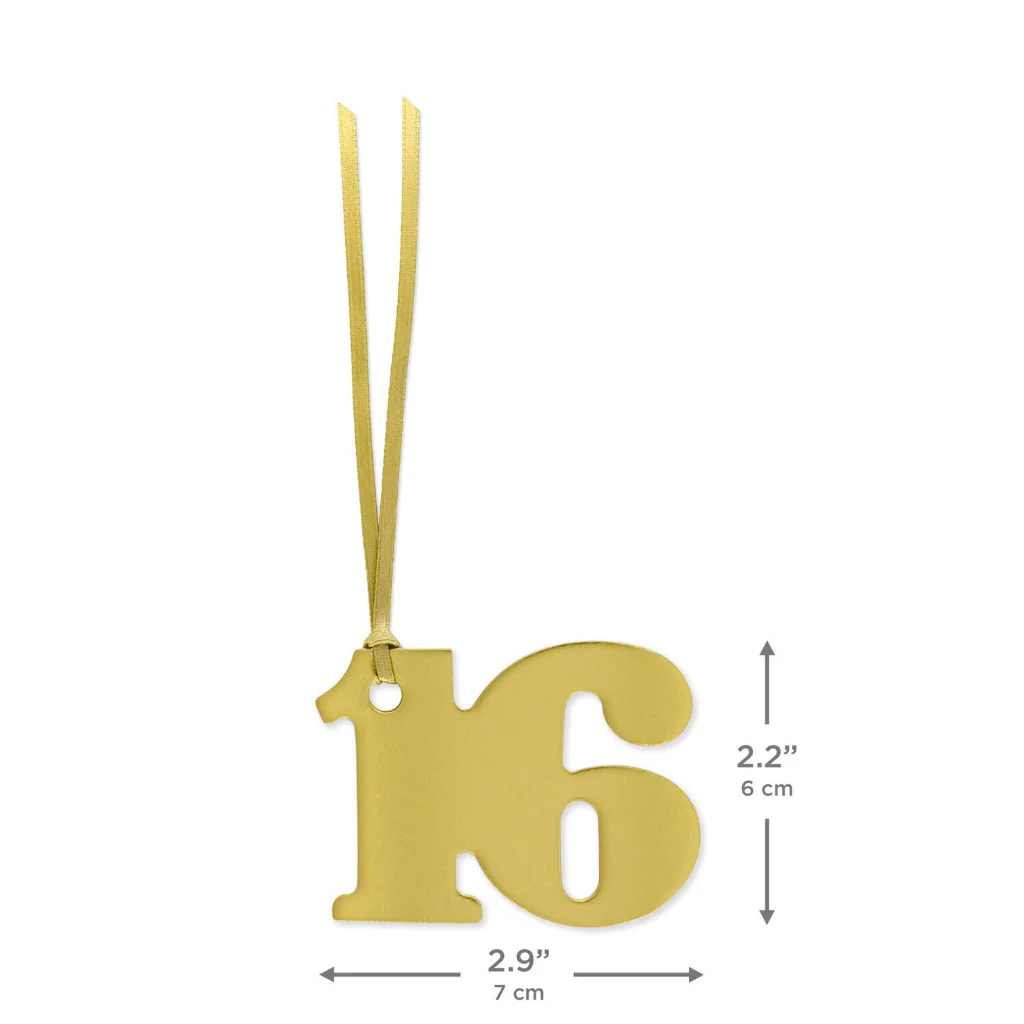 Hallmark : Gold "16" Die-Cut Gift Trim - Image 3