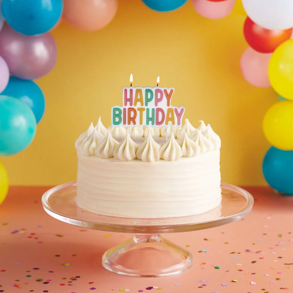 Hallmark : Gold and Pastel Lettering Happy Birthday Candle - Image 2