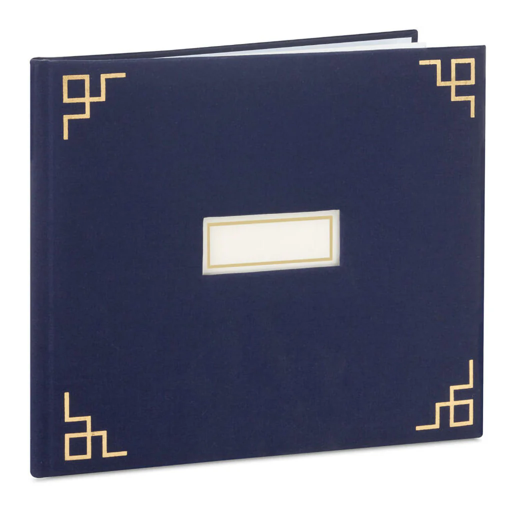 Hallmark : Gold on Navy Linen Customizable Guest Book