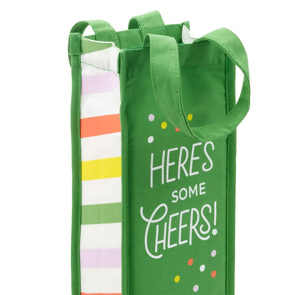 Hallmark : Here's Some Cheers Canvas Wine Bag - Image 3