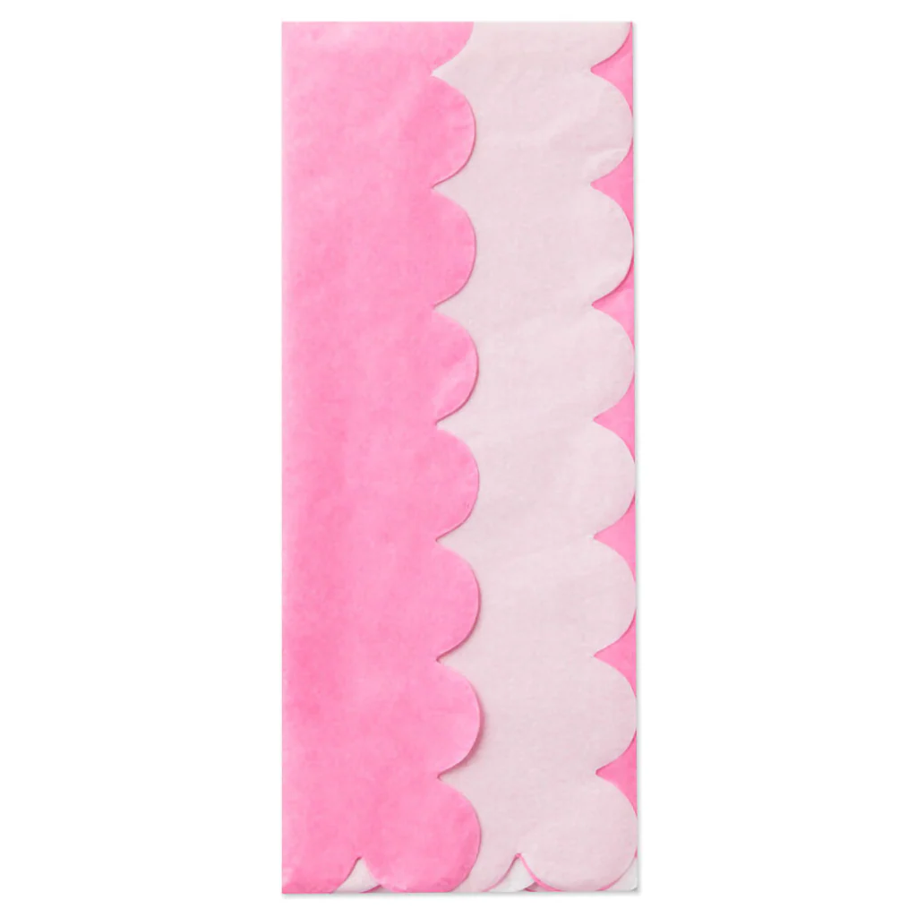 Hallmark : Scalloped Solid Pink and White 2-Pack Tissue Paper, 4 sheets