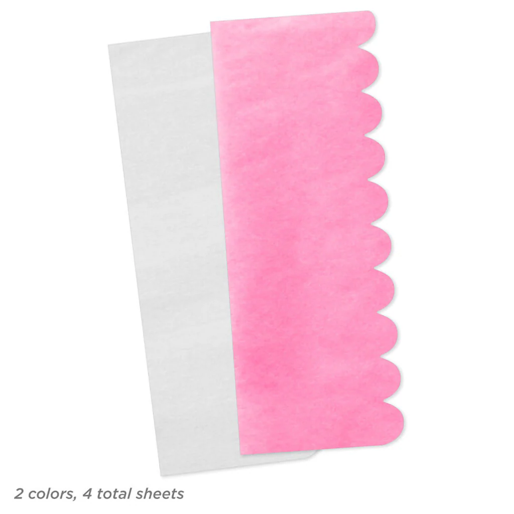 Hallmark : Scalloped Solid Pink and White 2-Pack Tissue Paper, 4 sheets - Image 4