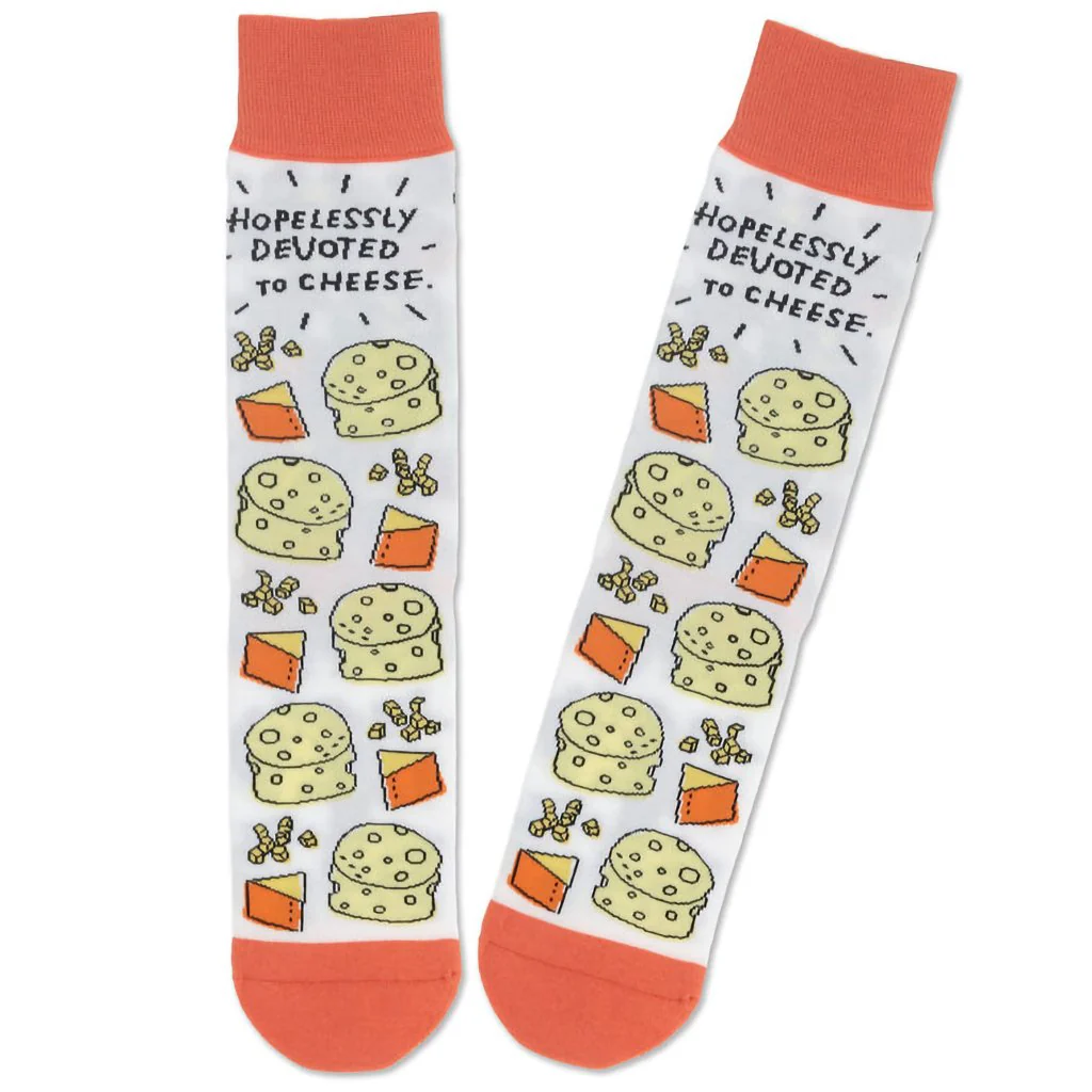 Hallmark : Shoebox Devoted to Cheese Funny Crew Socks