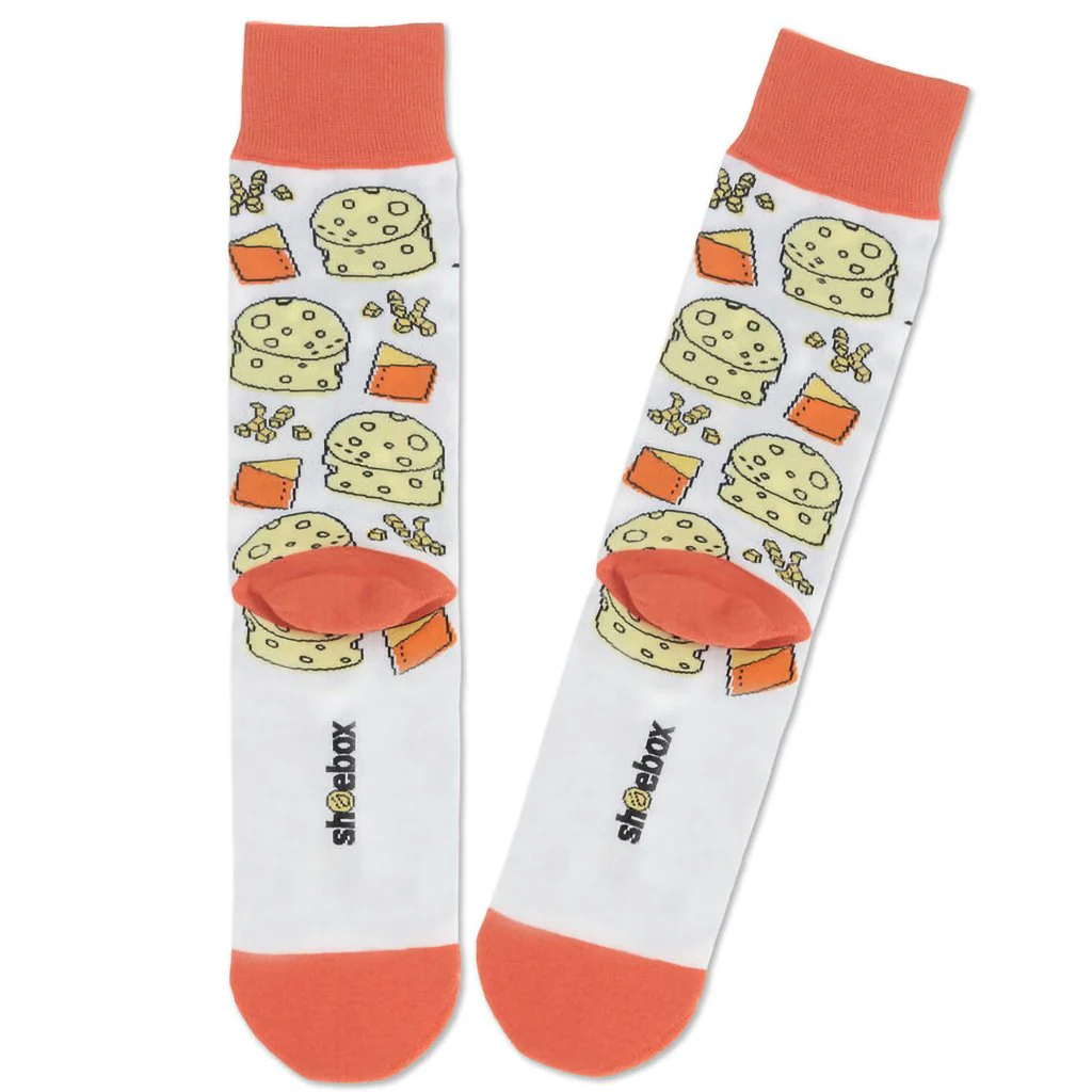 Hallmark : Shoebox Devoted to Cheese Funny Crew Socks - Image 4