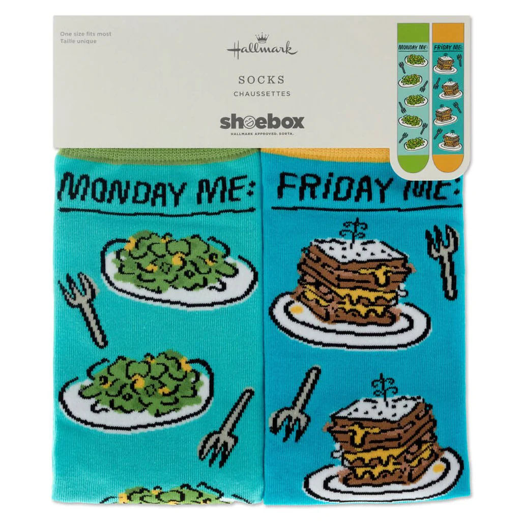 Hallmark : Shoebox Monday vs. Friday Funny Crew Socks - Image 3