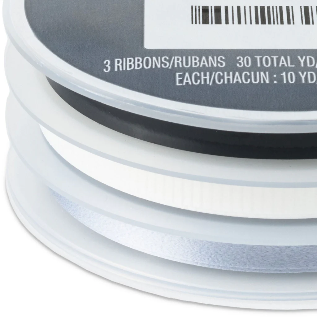 Hallmark : White/Matte Silver/Metallic Black 3-Pack Curling Ribbon - Image 4