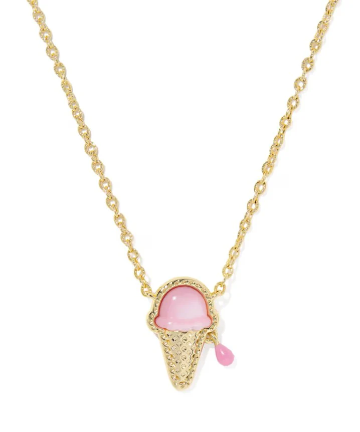 Kendra Scott : Ice Cream Gold Short Pendant Pink Necklace