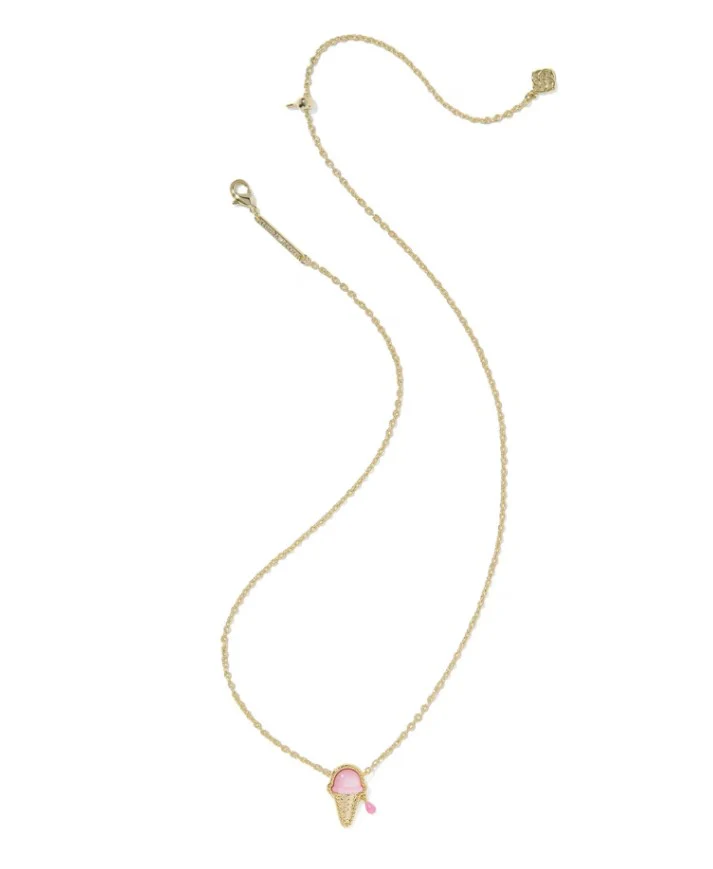 Kendra Scott : Ice Cream Gold Short Pendant Pink Necklace - Image 2