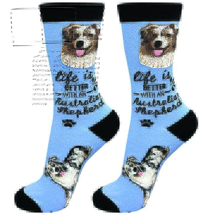 Life Is Better : Crew Socks - Australian Shepherd