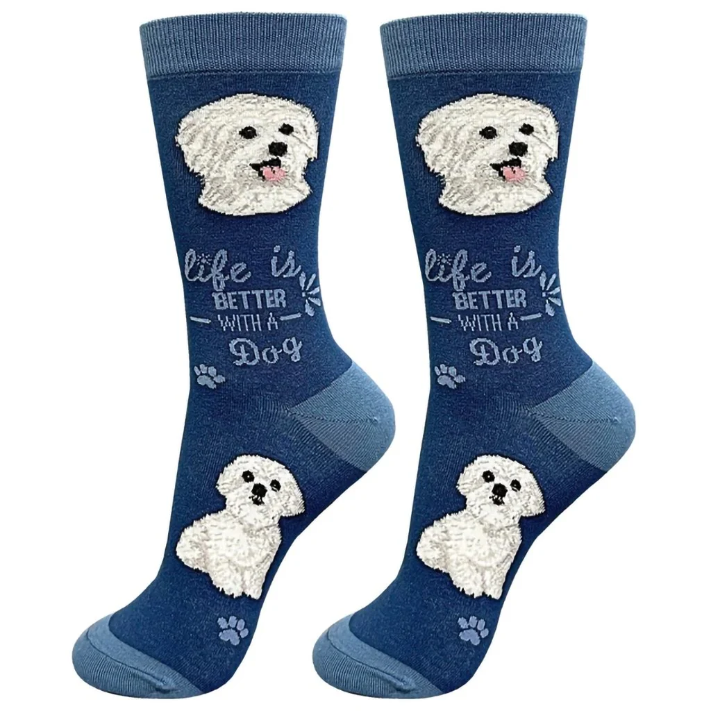 Life Is Better : Crew Socks - Maltese