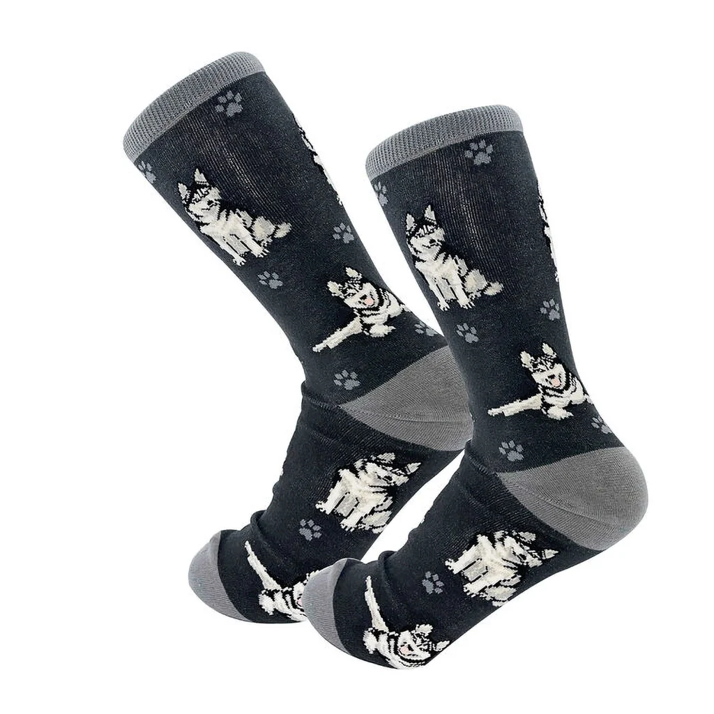 Life Is Better : Crew Socks - Siberian Husky