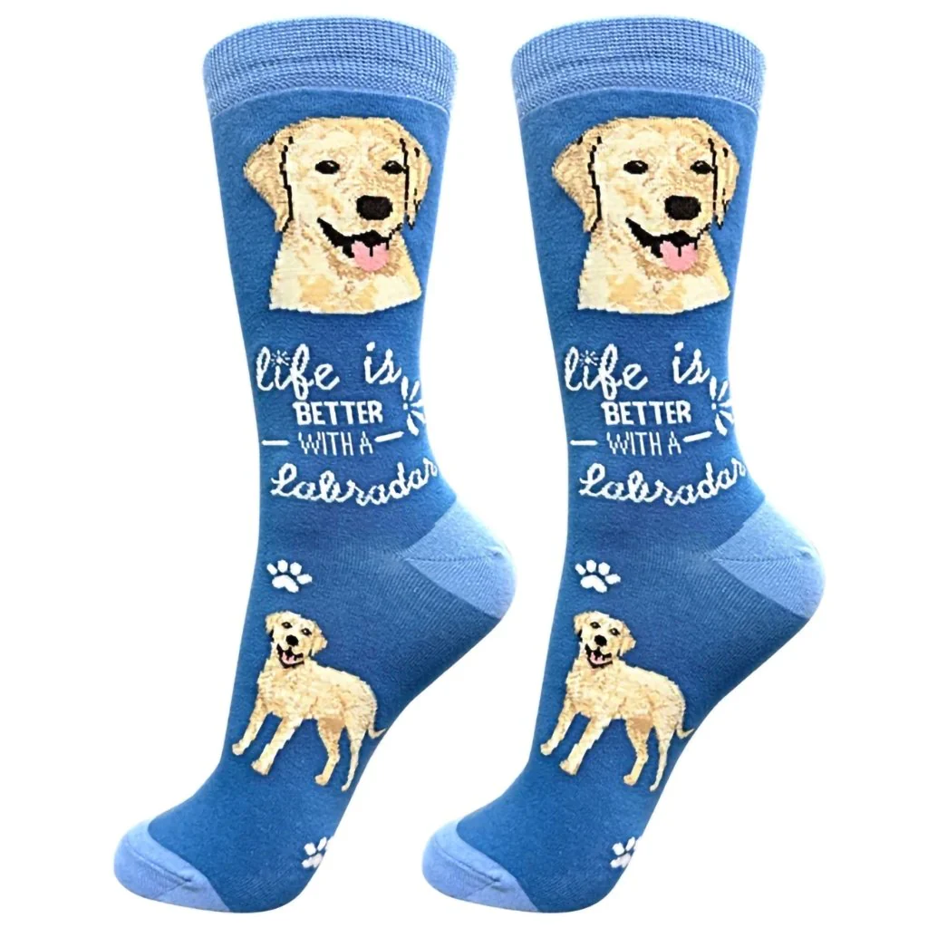 Life Is Better : Crew Socks - Yellow Labrador