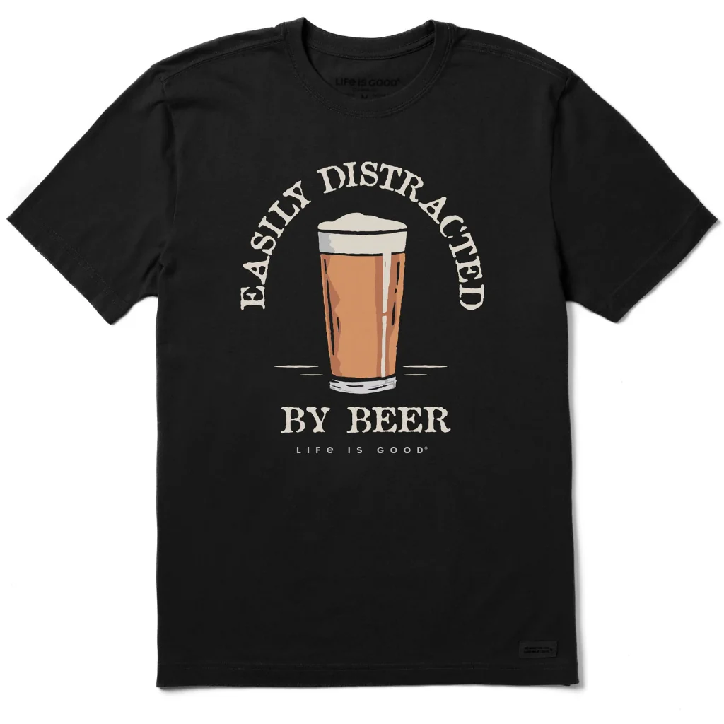 Life Is Good : Men's Easily Distracted by Beer Short Sleeve T-Shirt