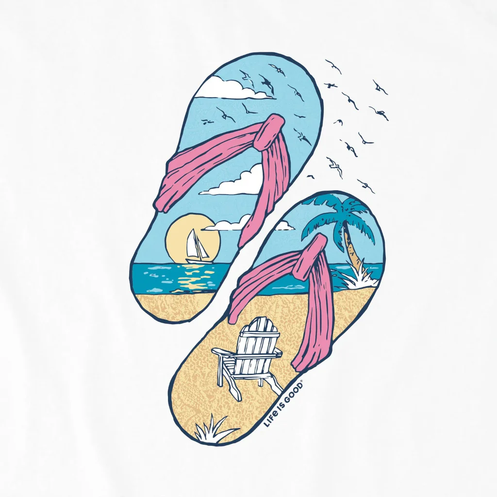 Life Is Good : Women's Beachy Sailing Flip Flops T-Shirt - Image 2