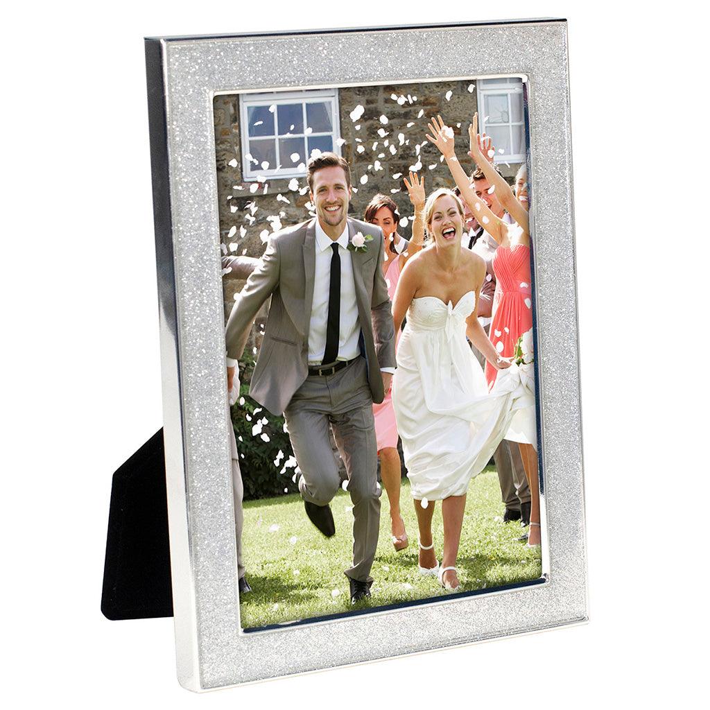 Malden : Alexis- Silver Glitter Metal Photo Frame - 5x7