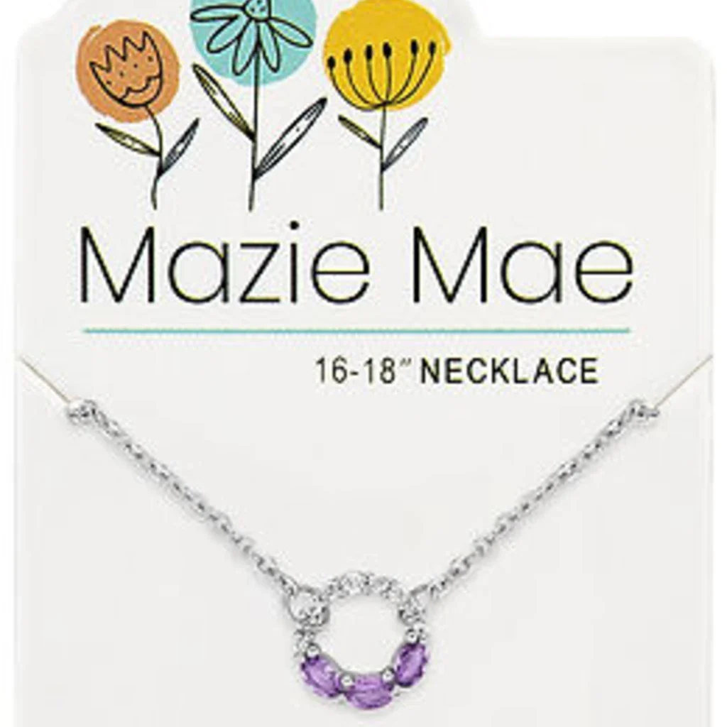 Mazie Mae : Silver Half CZ Half Tanzanite Open Circle Necklace